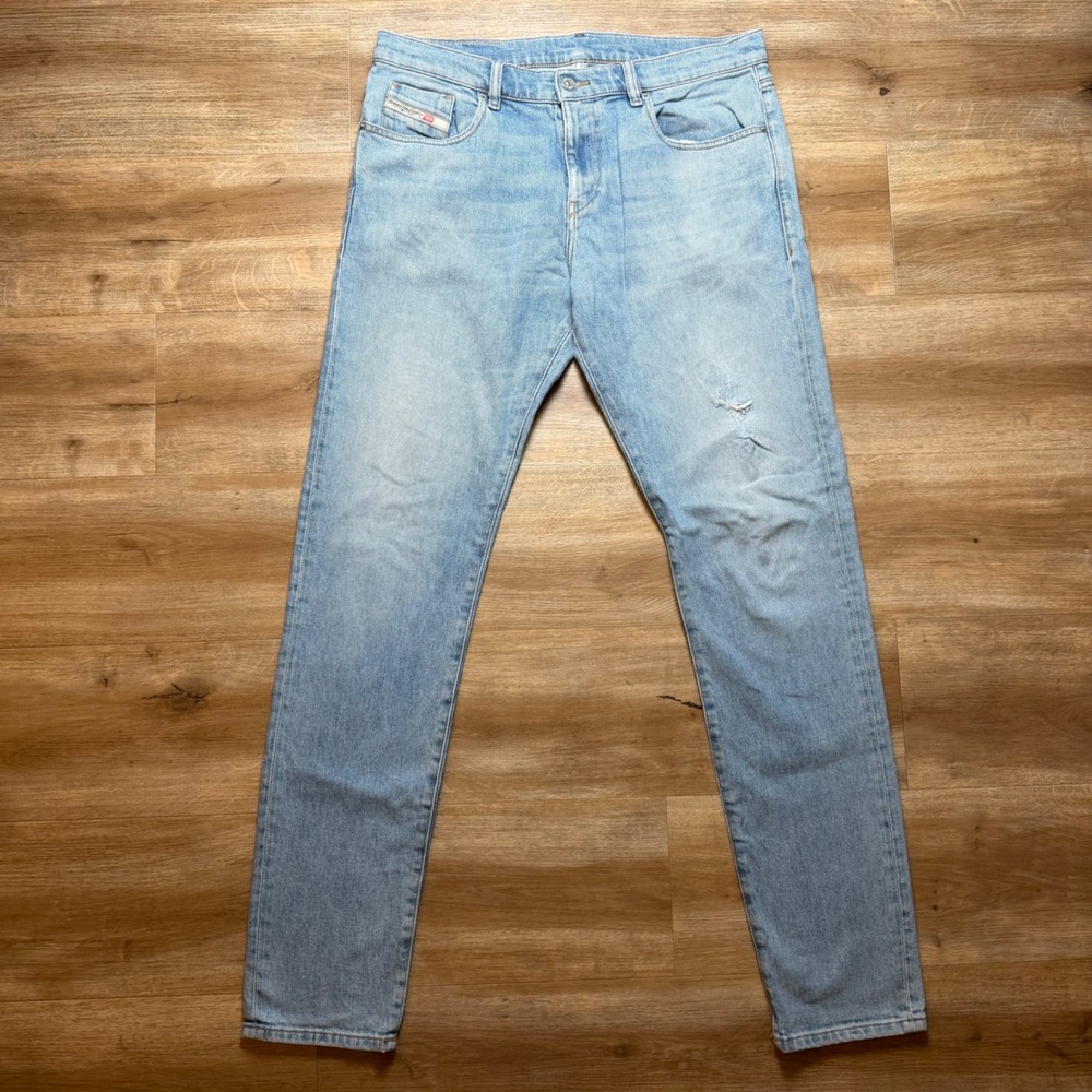 Diesel 2019 D-Strukt Jeans Mens 34x34 Blue Slim Fit Stretch Distressed 09F81